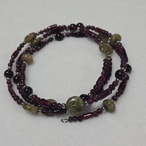 Amethyst And Quartz Beaded Coil Bracelet